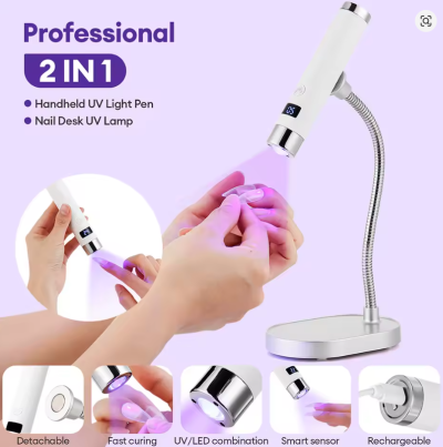 Lâmpada UV para unhas 2 em 1 com base metálica e luz UV/LED