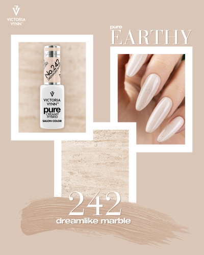 Verniz de unhas Victoria Vynn Pure cor 242 Dreamlike Marble com unhas pintadas na mesma cor