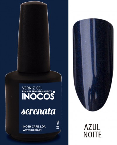Verniz gel azul escuro INOCOS Serenata com amostra de cor Azul Noite