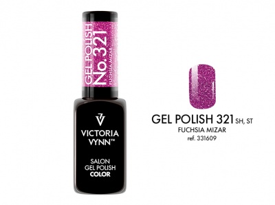 Frasco de verniz gel rosa fúcsia com glitter Victoria Vynn número 321