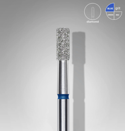 Broca diamantada cilíndrica para manicure com detalhe azul