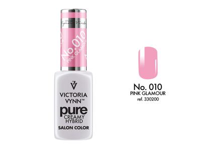 Verniz de unhas Victoria Vynn Pure Creamy Hybrid com tampa rosa e amostra de cor rosa clara