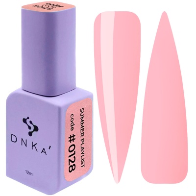 Verniz de unhas DNKA lilás com código #0128 e amostras cor-de-rosa