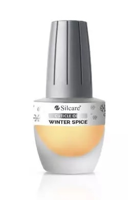 Frasco de verniz para unhas Silcare Cuticle Winter Spice com tampa cinza e corpo branco