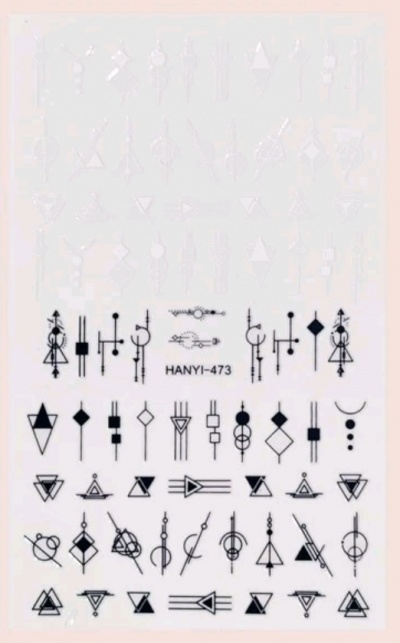 Folha transparente com desenhos geométricos pretos para decoração.