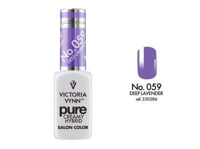 Esmalte de unhas roxo Victoria Vynn No 059 Deep Lavender e amostra da cor