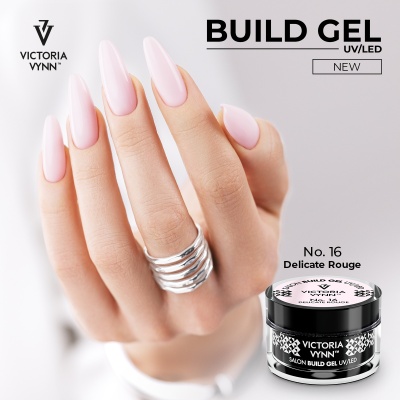 Unhas longas rosa claro com pote de gel Victoria Vynn No.16 Delicate Rouge
