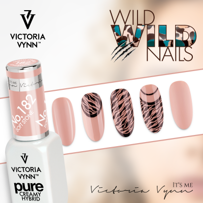 Verniz de unhas Victoria Vynn cor Nº 182 Soft Stone com decoração padrão animal print e nude
