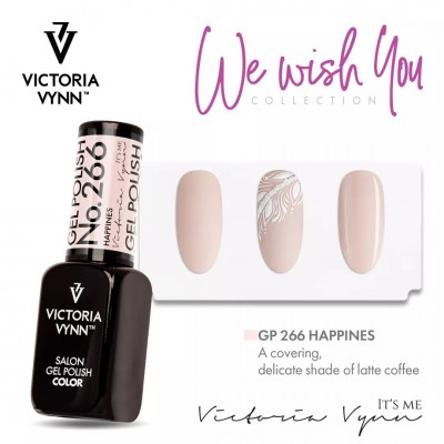 Verniz gel Victoria Vynn coleção We Wish You cor GP 266 Happines tom latte coffee com padrão floral