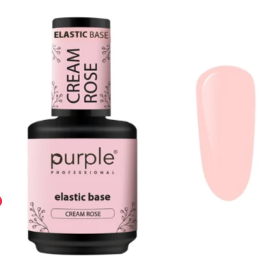 Frasco de verniz de unhas rosa CREAM ROSE da purple com base elástica e amostra da cor