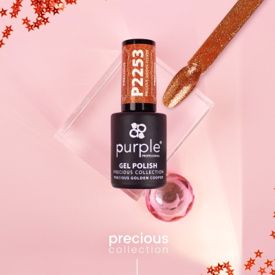 Esmalte de gel cobre com glitter Purple Professional Precious Collection P2253