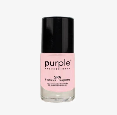 Frasco de amolecedor de cutículas rosa com tampa preta da Purple Professional