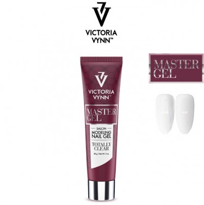Gel para unhas Victoria Vynn Master Gel Totally Clear com duas unhas de amostra brancas