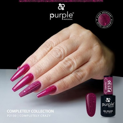 Unhas pintadas com verniz gel rosa fúcsia brilhoso da purple P2130