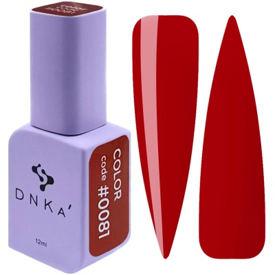 Esmalte DNKA' lilás 12ml com rótulo vermelho e amostras de cor vermelha