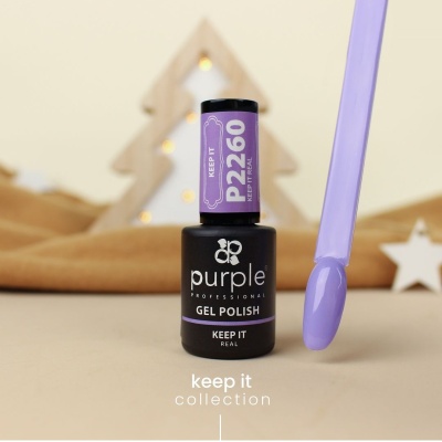 Verniz em gel lilás Purple Professional com pincel aplicador ao lado