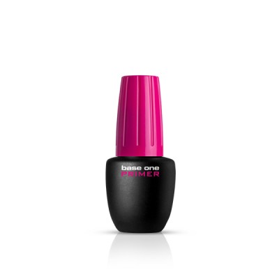 Frasco de primer para unhas preto com tampa rosa