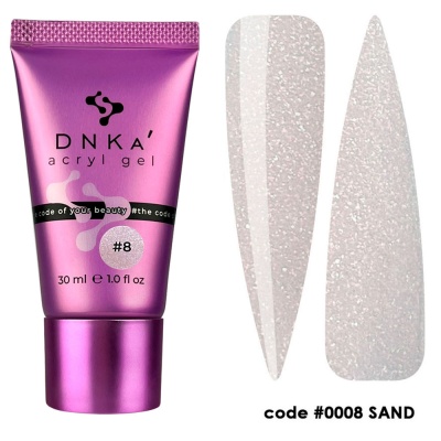Tubo roxo de gel acrílico DNKA com unhas postiças cor areia brilhante