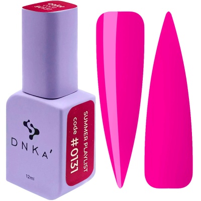 Frasco de verniz de unhas roxo com rótulo vermelho e duas amostras de cor rosa