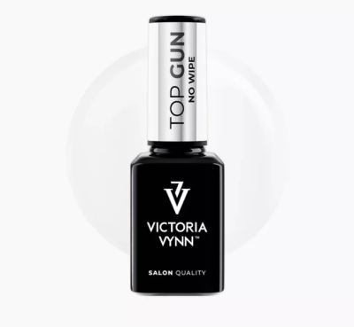 Verniz de unhas preto Victoria Vynn com tampa branca e texto TOP GUN NO WIPE