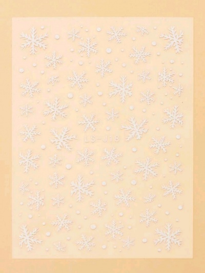 Folha transparente com padrões de flocos de neve e bolinhas brancas