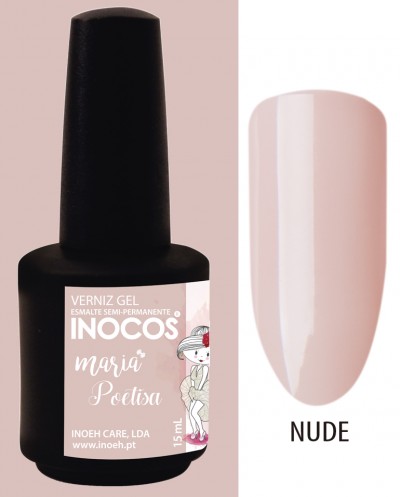 Verniz gel semi-permanente INOCOS Maria Poetisa cor nude com amostra da cor NUDE