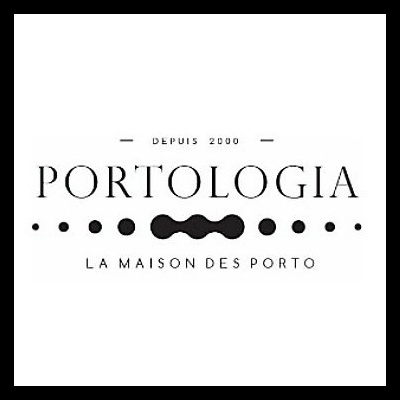Logo da Portologia com texto e pontos decorativos
