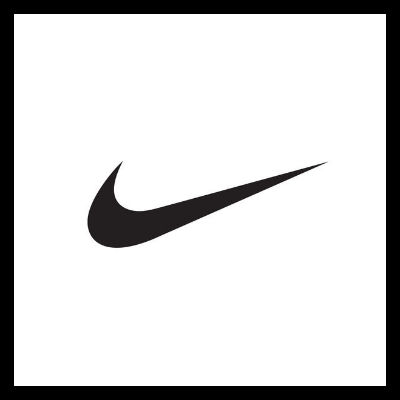 Logótipo preto da Nike em fundo branco