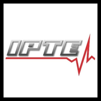 Logótipo com texto IPTE e linha vermelha ondulada semelhante a traçado de electrocardiograma