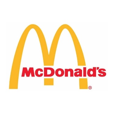 Logotipo da McDonald's com texto vermelho e Arcos Dourados amarelos