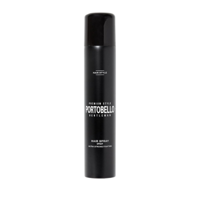 Spray de cabelo Portobello Gentleman preto com texto branco