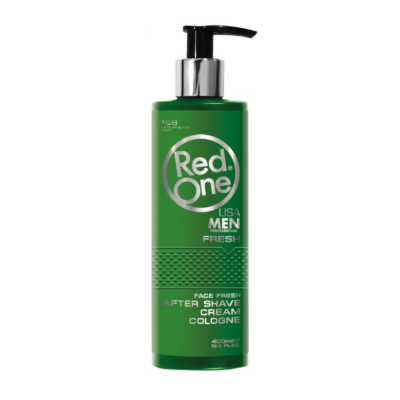 Frasco verde de Red.One USA MEN PROFESSIONAL FRESH com tampa de bomba preta e prata