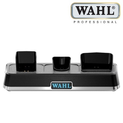Base de carregamento preta WAHL PROFESSIONAL com três conectores