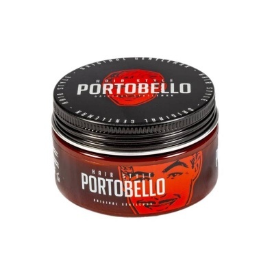 Frasco de pomada para cabelo PORTOBELLO com tampa preta e rótulo vermelho
