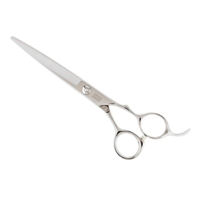 Tesoura de corte metálica prateada com dois aros para dedos