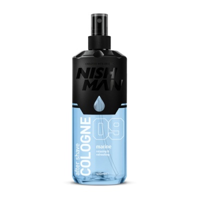 Frasco de after shave colónia NISH MAN 09 marine azul e preta