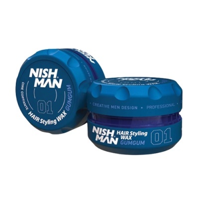 Embalagens azuis de cera de cabelo NISHMAN HAIR Styling WAX GUMGUM 01