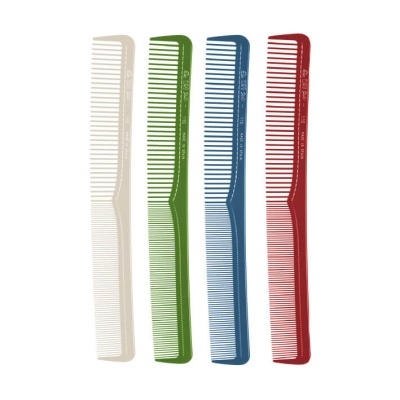 Conjunto de quatro pentes coloridos com dentes finos e grossos