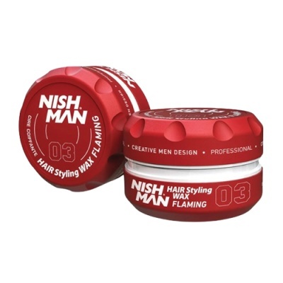 Recipientes vermelhos de cera para cabelo NISH MAN HAIR Styling WAX FLAMING 03