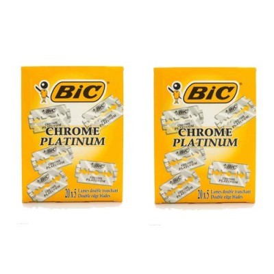 Caixas amarelas de lâminas de barbear BIC Chrome Platinum