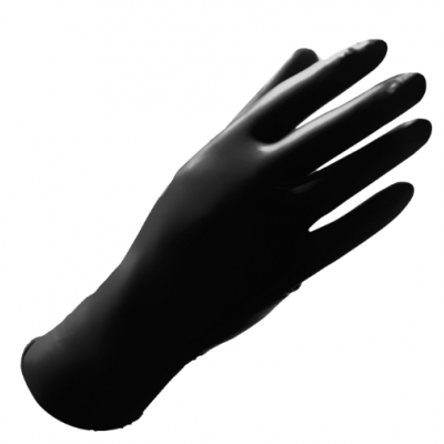 Luva preta de borracha ou látex sobre fundo branco