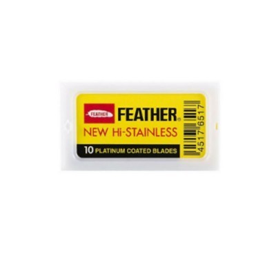 Caixa de lâminas de barbear FEATHER NEW Hi-STAINLESS com 10 lâminas