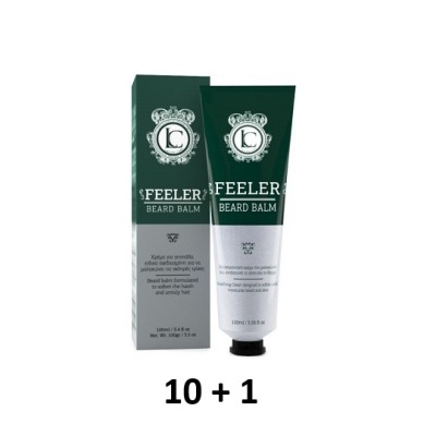 Bálsamo para barba FEELER em tubo verde e branco com embalagem correspondente
