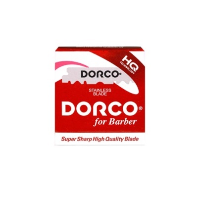 Embalagem vermelha e branca de lâminas de barbear Dorco