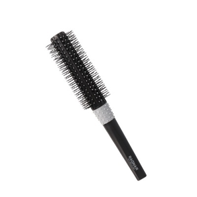 Escova redonda preta para cabelo com cerdas e cabo texturizado