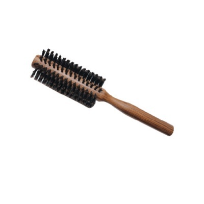 Escova redonda de madeira com cerdas pretas para cabelo