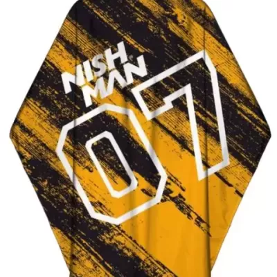 Capa de corte preta e amarela com texto branco e número 07