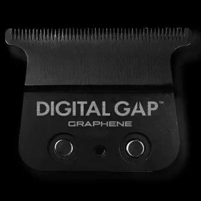 Cabeça de máquina de barbear preta com texto DIGITAL GAP GRAPHENE em branco