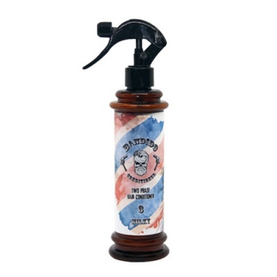 Frasco de condicionador de cabelo com pulverizador e etiqueta colorida com crânio