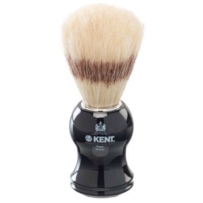 Pincel de barbear Kent com cerdas naturais e pega preta brilhante